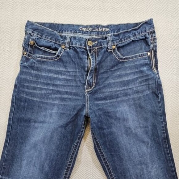 Cody James Jeans Men's 38W 34L Relaxed Blue Straight Leg Contrast Embroidery - Picture 4 of 15